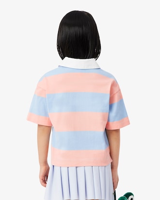 Oversized Striped Cotton Rugby Polo Shirt