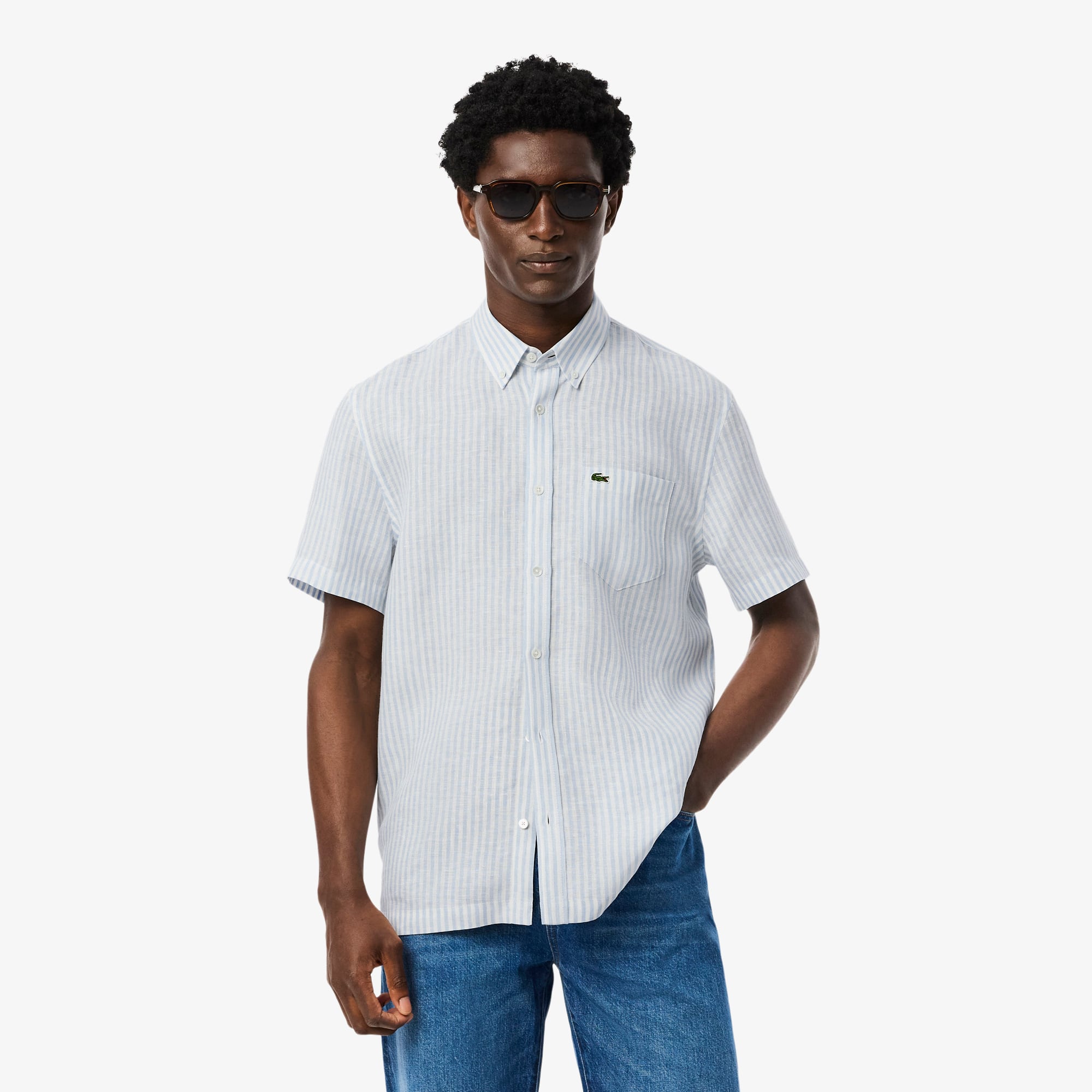 Regular Fit Short Sleeved Linen Shirt - Men's Short Sleeves Shirts