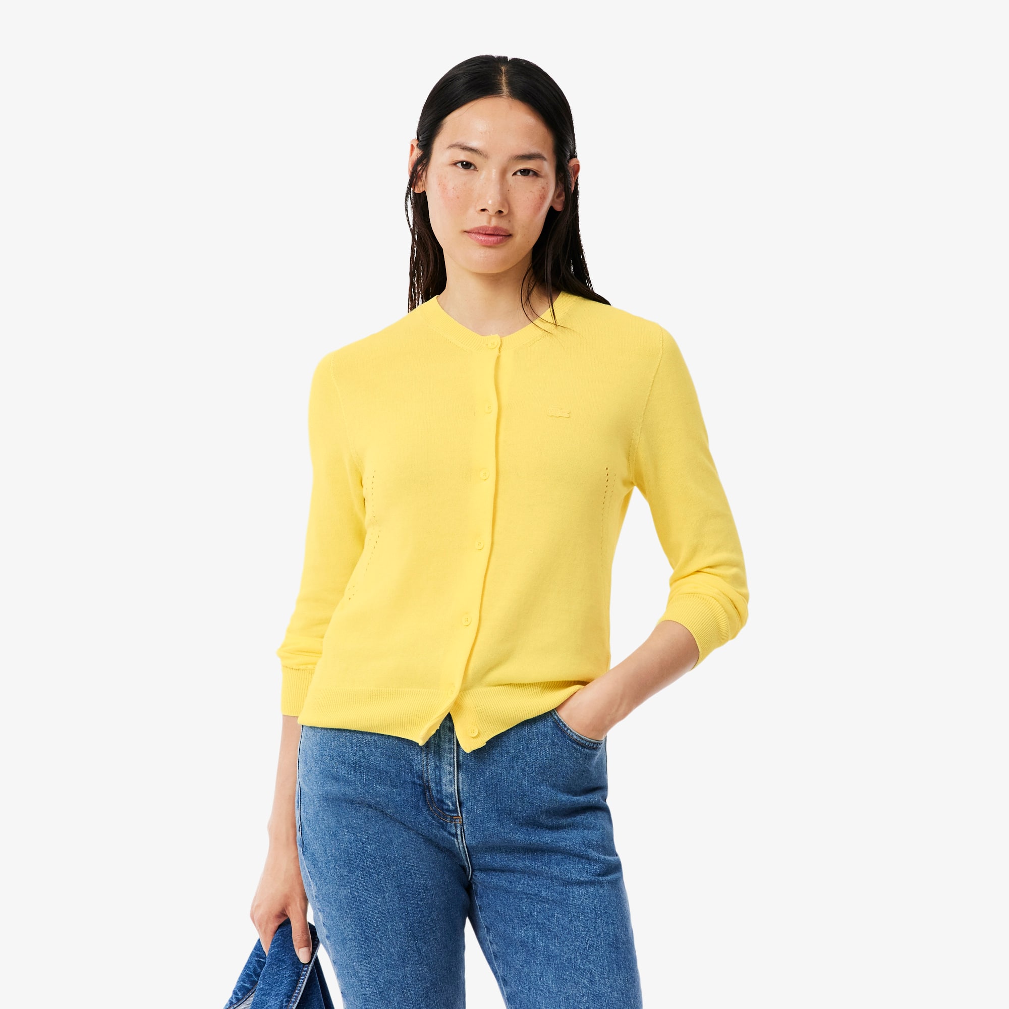 3D Rib Knit Cotton Cardigan - Women's Knitwear - New In 2026 | Lacoste