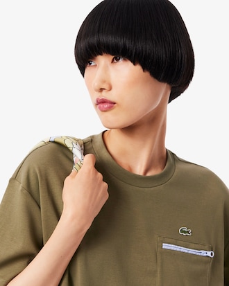 Oversized Zipped Pocket Detail T-shirt