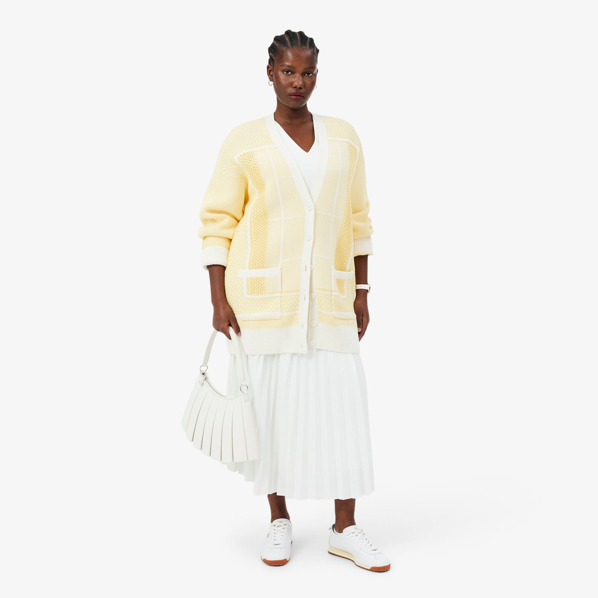 Tennis Court Jacquard Long Cardigan - Women's Knitwear - New In