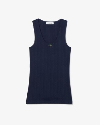 Slim Fit Pointelle Knit Cotton Tank Top