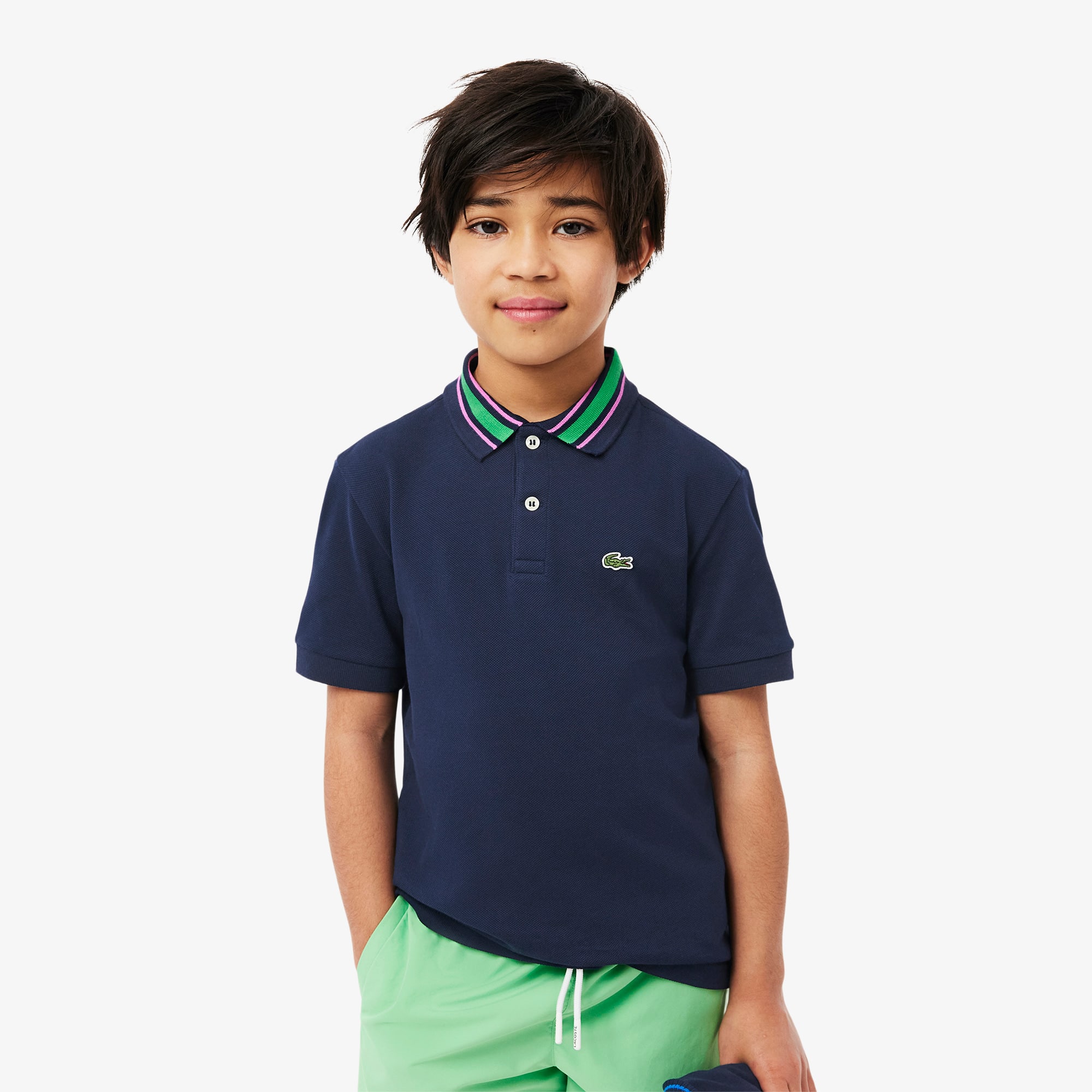 Stripe Collar Petit Piqué Polo Shirt - Boys' Polo Shirts (2