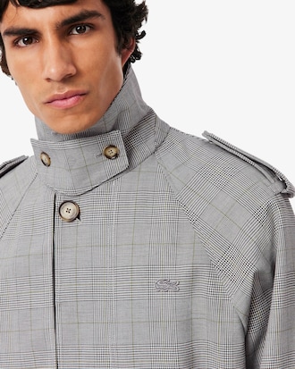 Water-Repellent Plaid Trench Coat