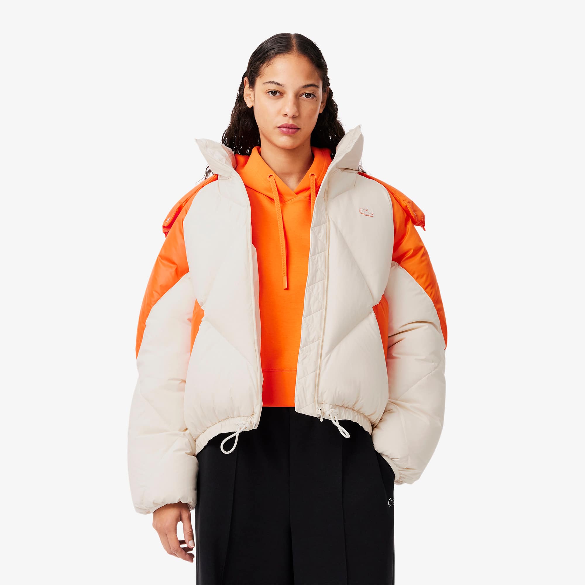 Short Oversized Hooded Puffed Jacket Women s Jackets Coats New In 2024 Lacoste