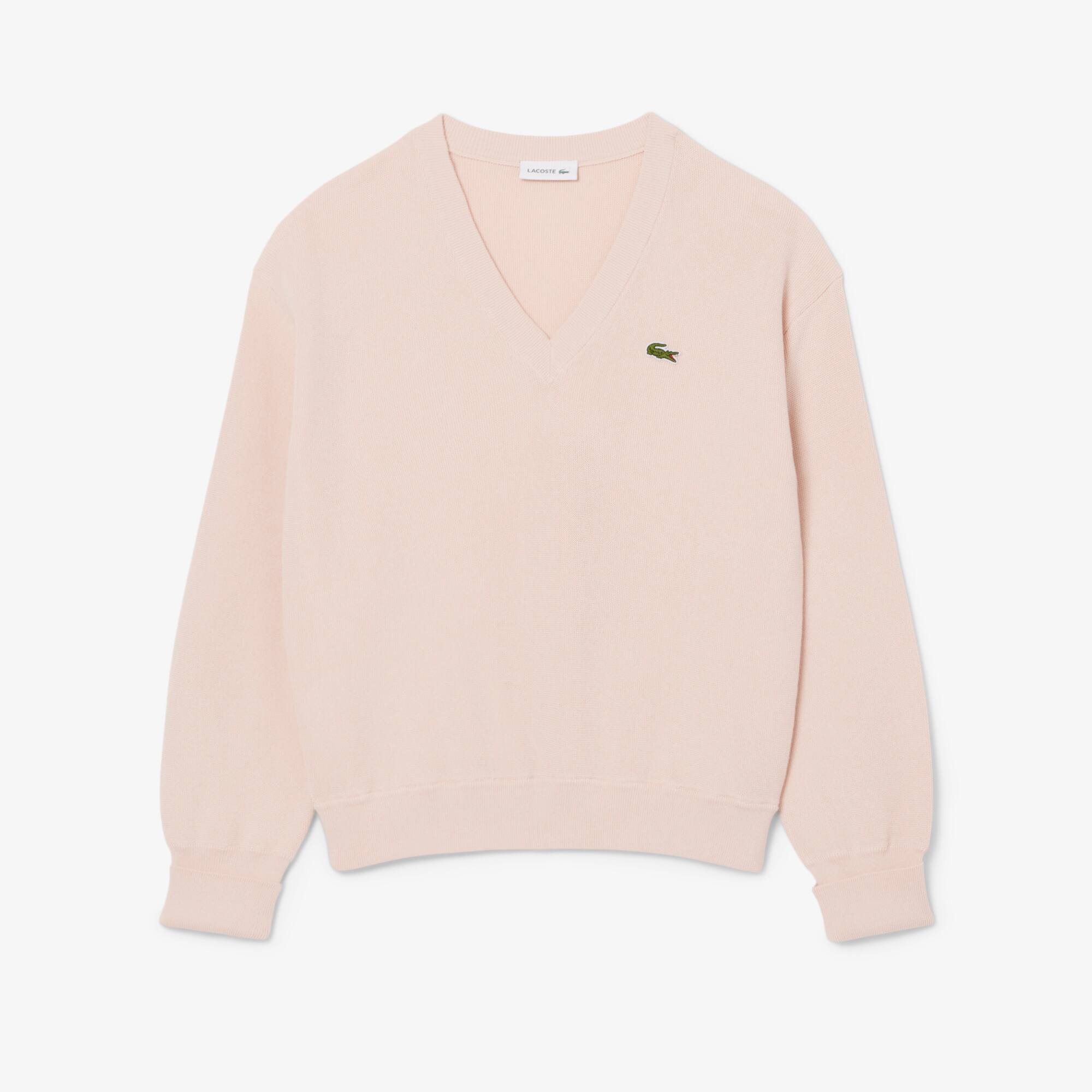 V Neck Cotton Moss Stitch Sweater - Women's Knitwear - New In 2025