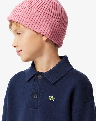 Cotton and Wool Blend Long Sleeved Polo Shirt