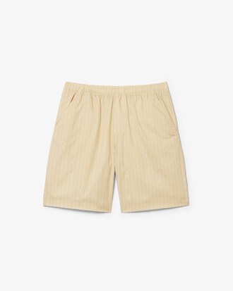 Crocodile Print Stripe Cotton Shorts