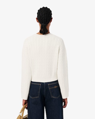 Embroidered Intarsia Cable Knit Sweater