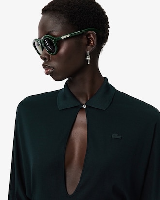 Runway Polo Collar Silk Maxi Dress