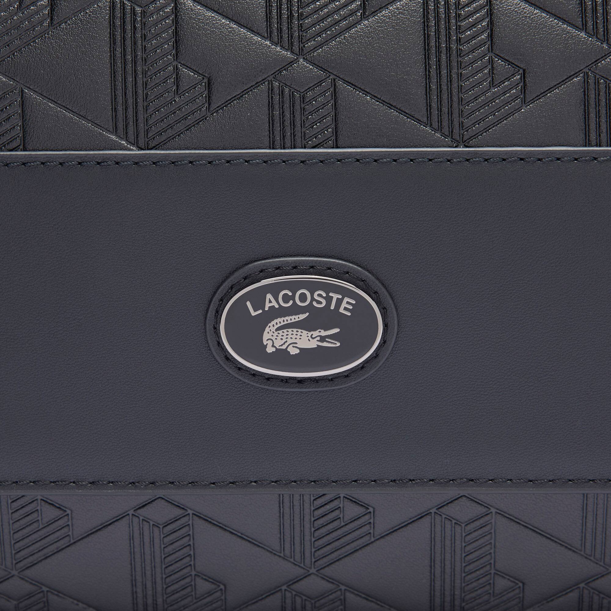 【LACOSTE】NOMOGRAMME Flap Messenger Bag_NU4838M (GREEN) Unisex Monogram Leather Flap Close Satchel - Bags - New In