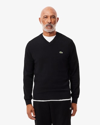 Monochrome Cotton V-neck Sweater