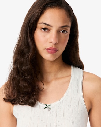 Slim Fit Pointelle Knit Cotton Tank Top