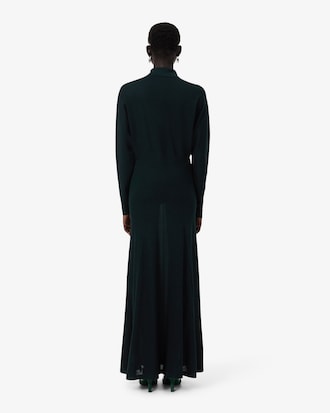 Runway Polo Collar Silk Maxi Dress