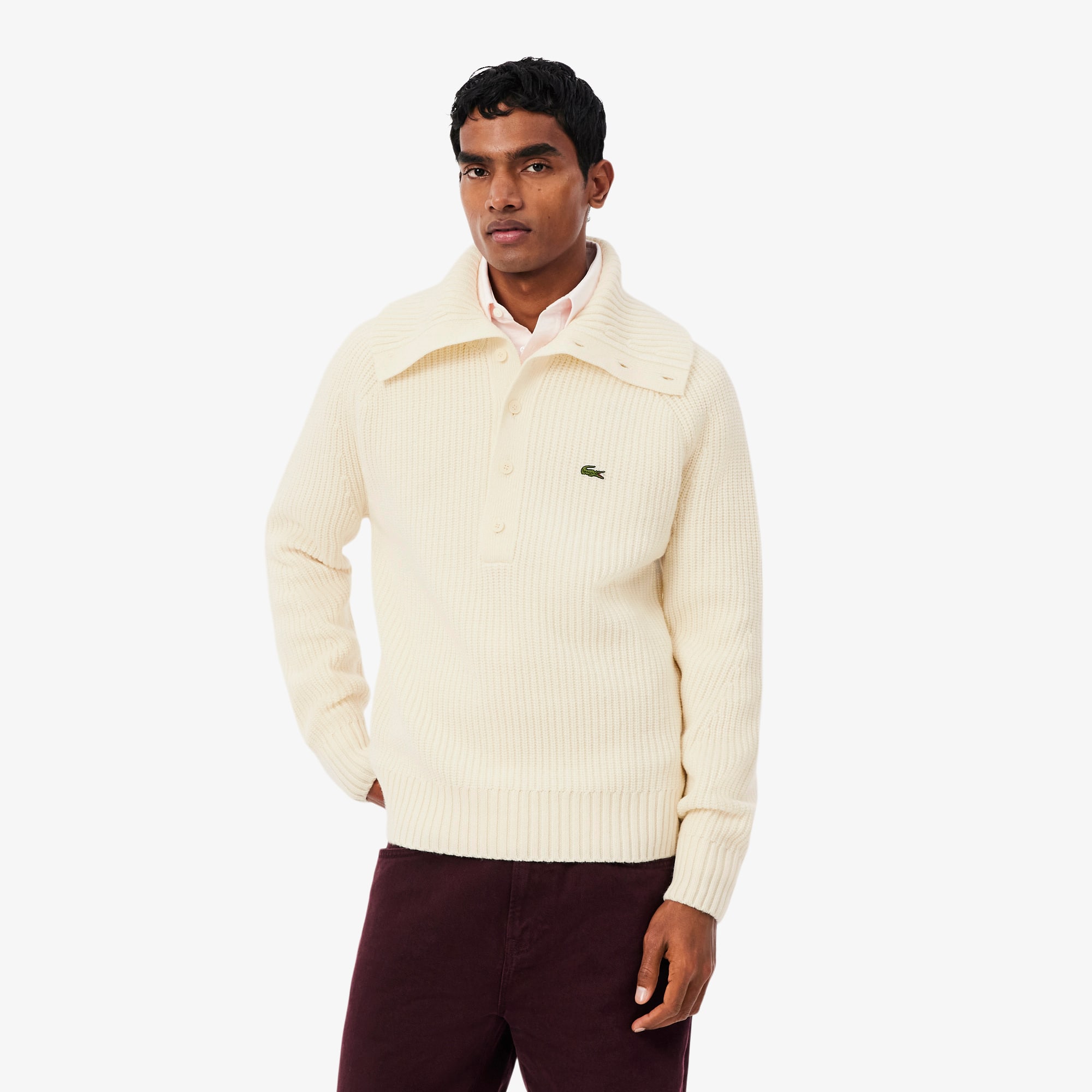 High Neck Pearl Rib Knit Sweater - Men's Knitwear - New In 2026