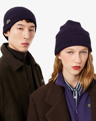 Rib Knit Brushed Wool Beanie