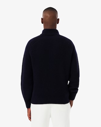 Zipped High Neck Wool Sweater