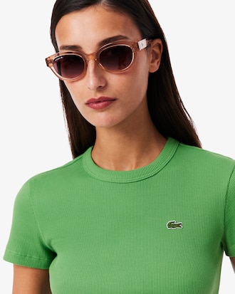 Slim Fit Ribbed Cotton T-shirt