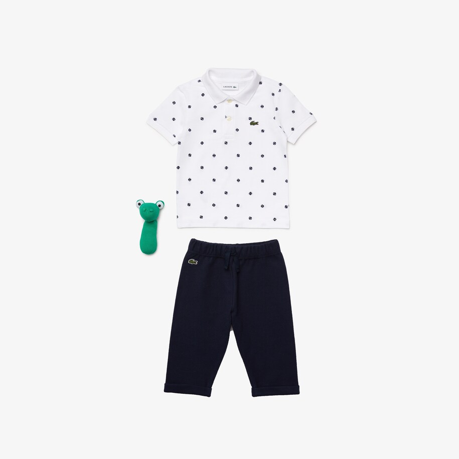 Baby Boys Rattle And Cotton Pique Pajama Box Set Lacoste