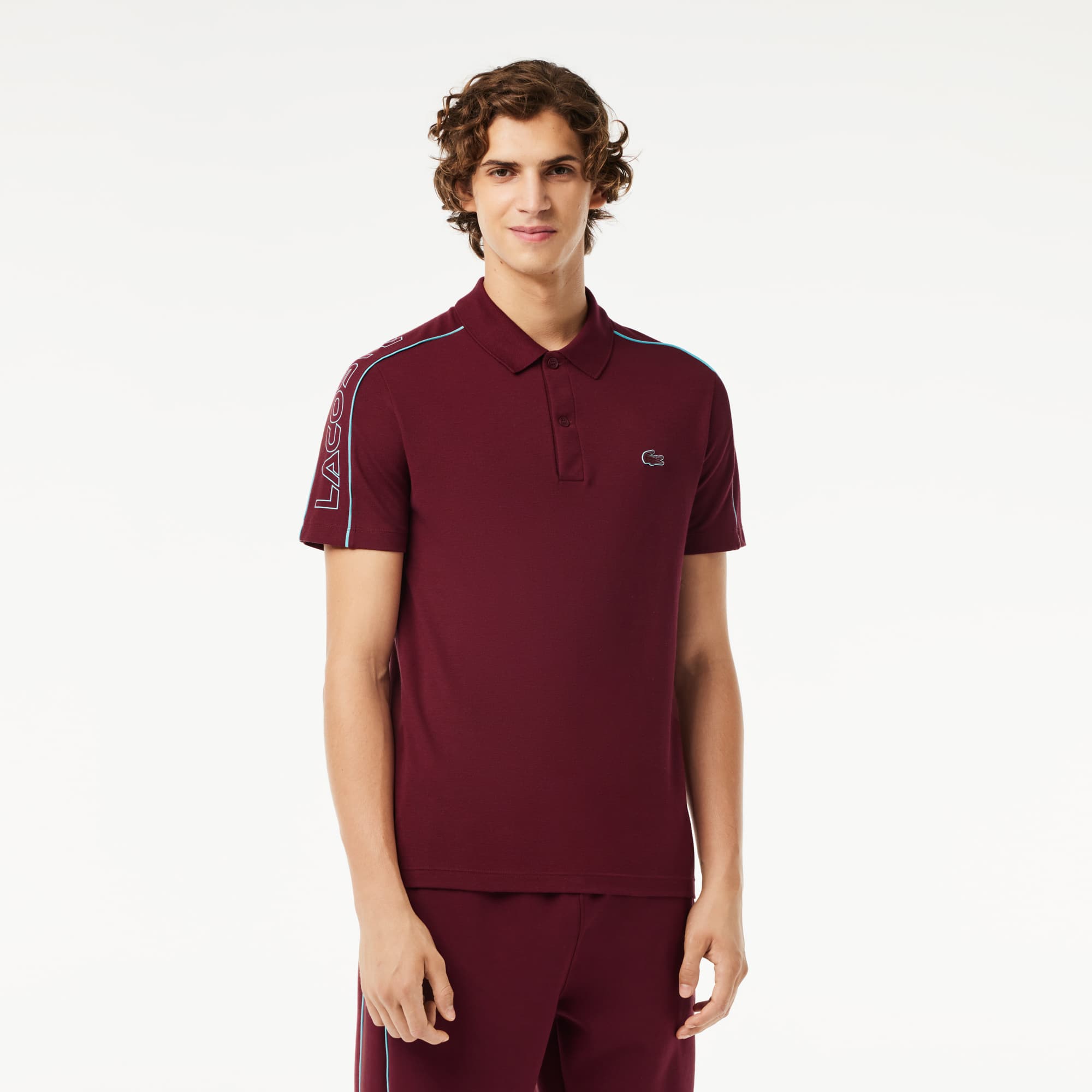 Burgundy lacoste polo shirt store