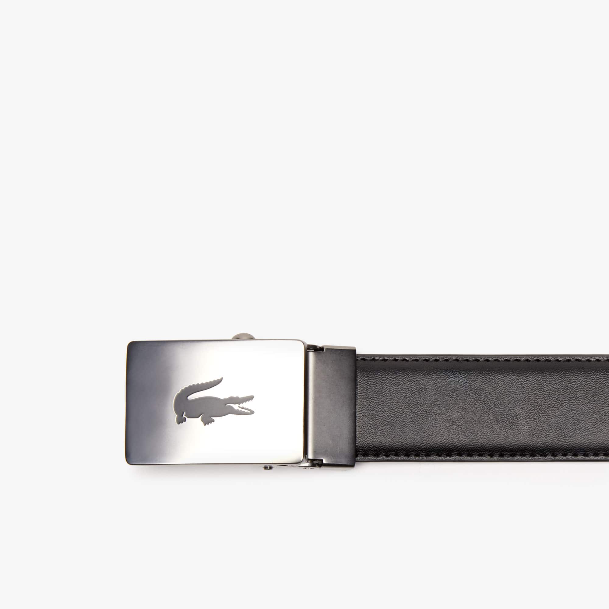 LEATHER BELT WITH CROCODILE ON BUCKLE PLATE